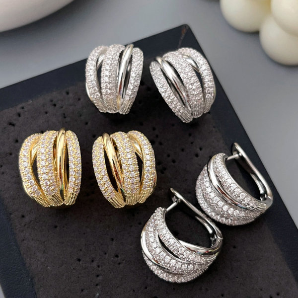Pave link chain earrings