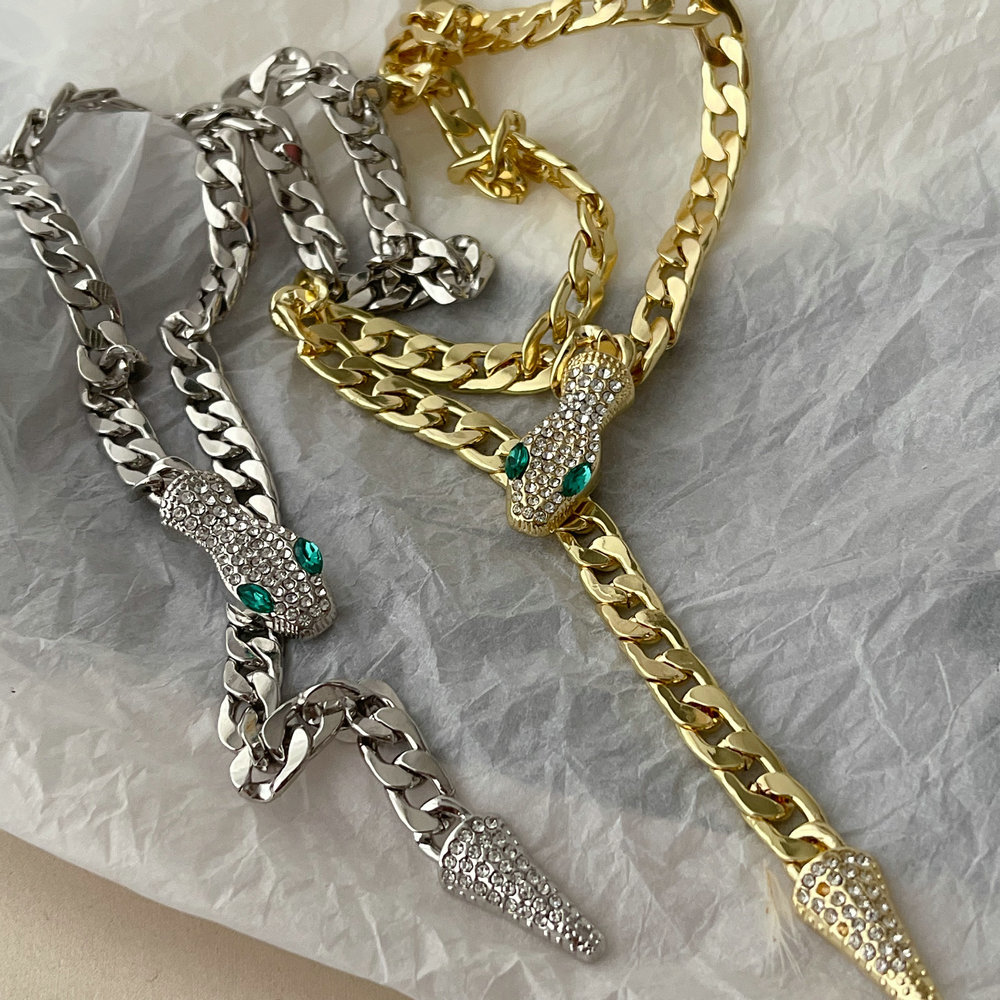 Cuban chain snake necklace