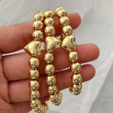 10mm gold ball heart bracelet