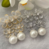 Pave crystal flower earrings
