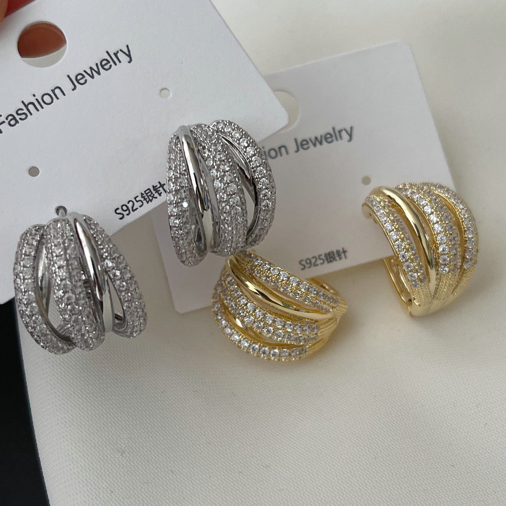 Pave link chain earrings