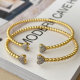 Gold ball heart bangle