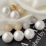 Big pearl ball drop earrings