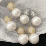 Big pearl ball drop earrings