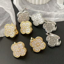 Pave ziron clover earrings