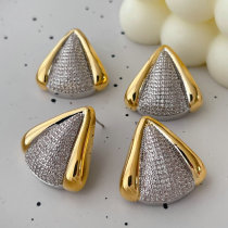 Mix color triangle earrings