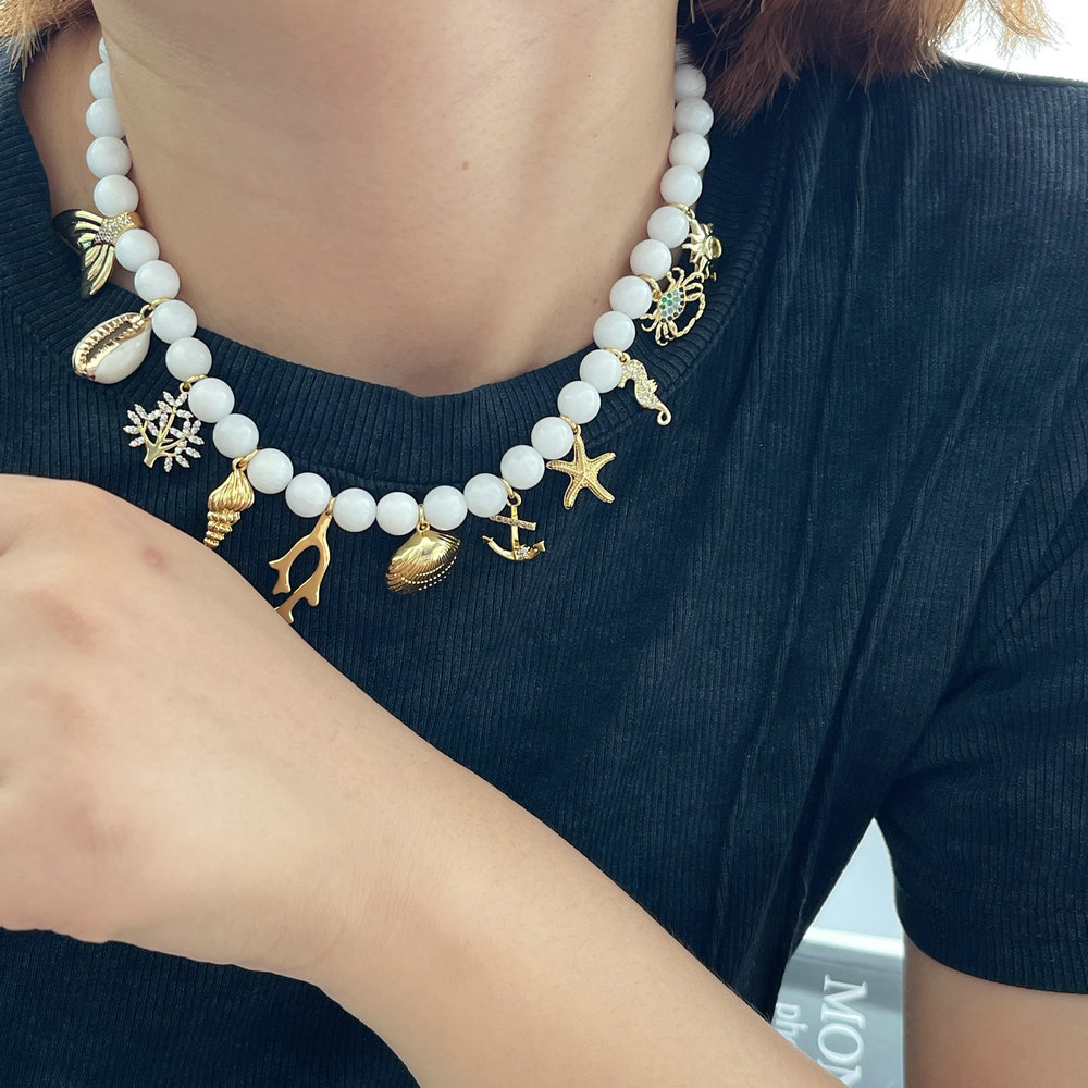 sea shell jewelry charm bead necklace