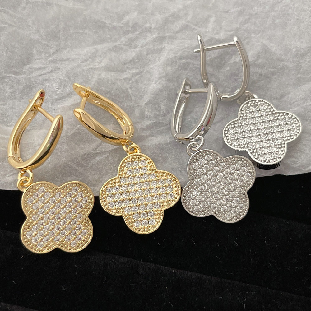 Pave clover earrings