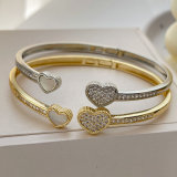 Pave zircon heart bangle