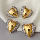 Pave zircon mix color heart earrings