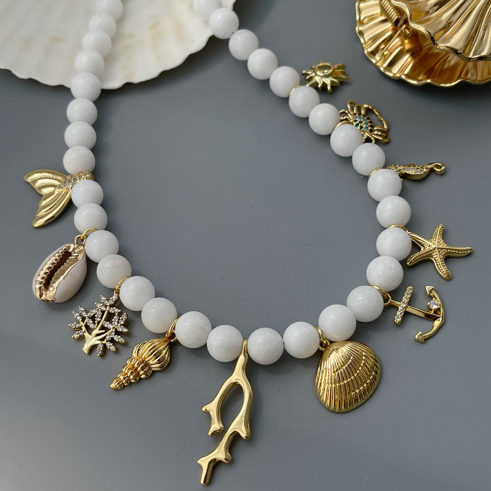 sea shell jewelry charm bead necklace