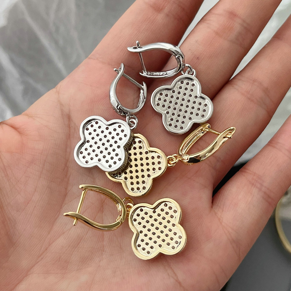 Pave clover earrings