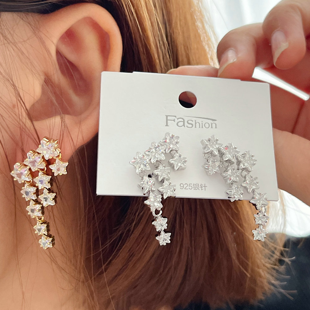 Pave zircon star earrings