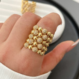 Pave zircon chunky ball ring