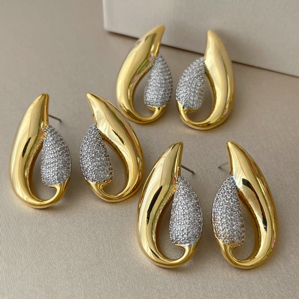 Pave zircon water drop earrings