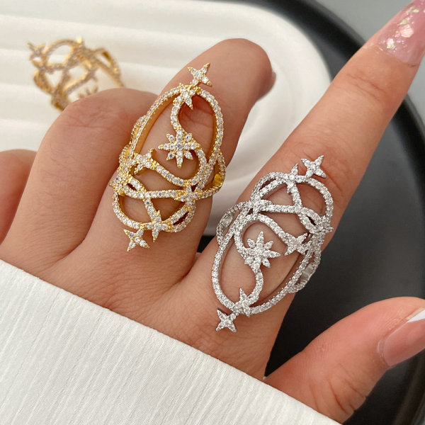 Pave zircon flower ring