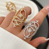 Pave zircon flower ring
