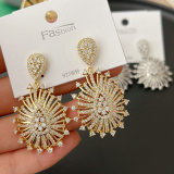 Pave fan zircon earrings