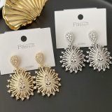 Pave fan zircon earrings