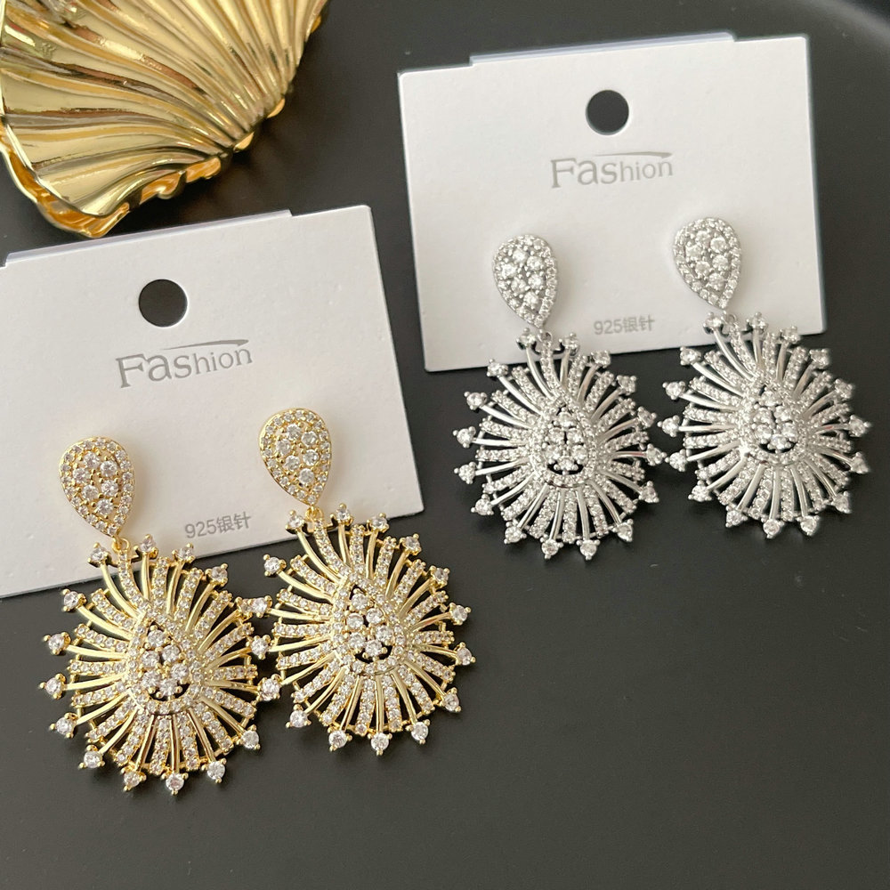Pave fan zircon earrings