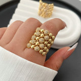 Pave zircon chunky ball ring