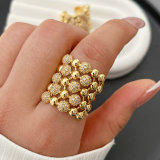 Pave zircon chunky ball ring