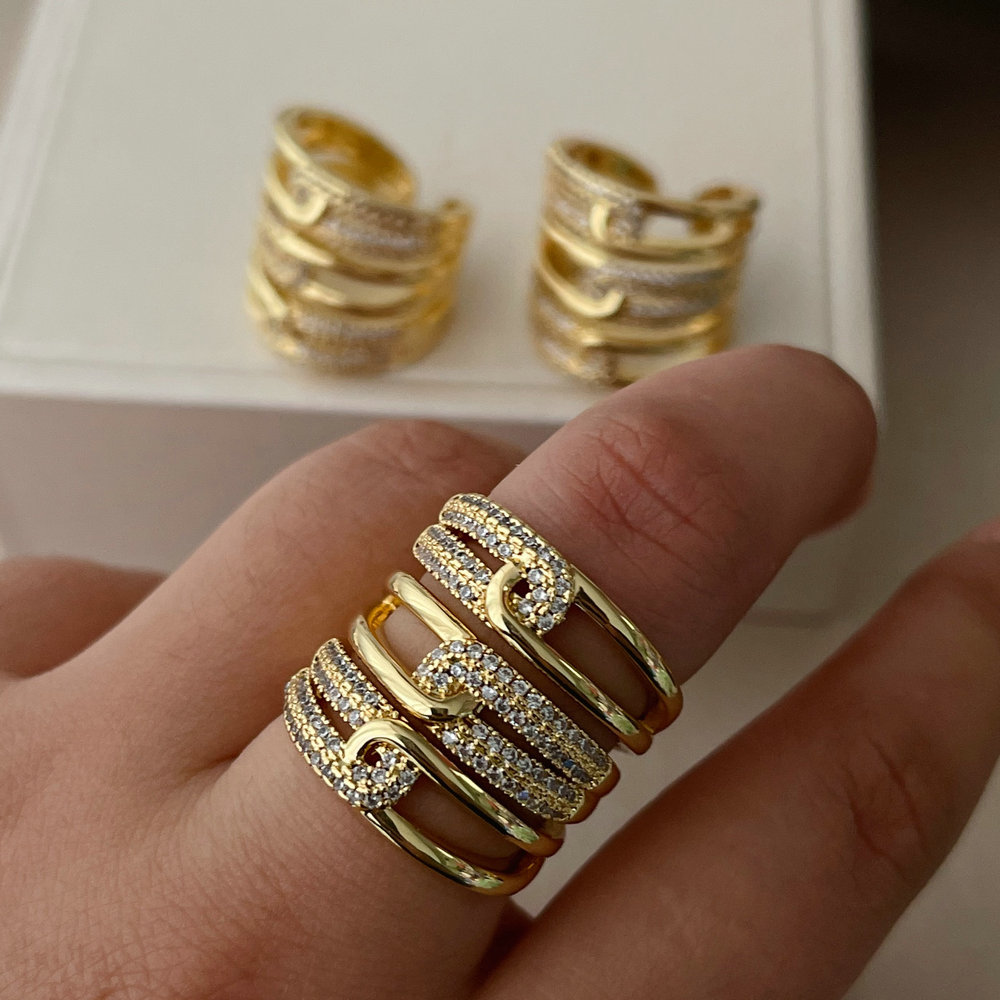 Pave zircon chunky ring