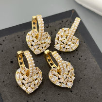 Pave heart drop earrings