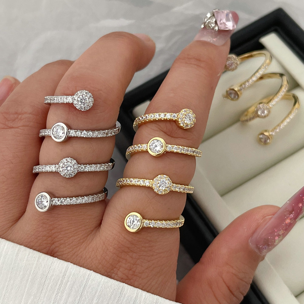 Pave zircon chunky long ring