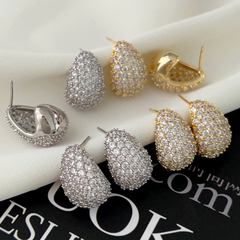 Pave zircon teardrop earrings