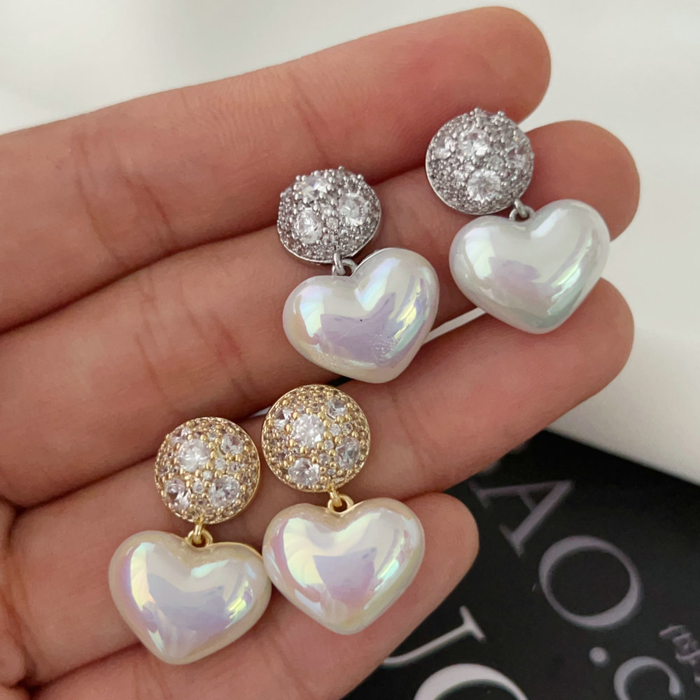 Heart drop earrings