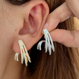 Pave zircon fan earrings