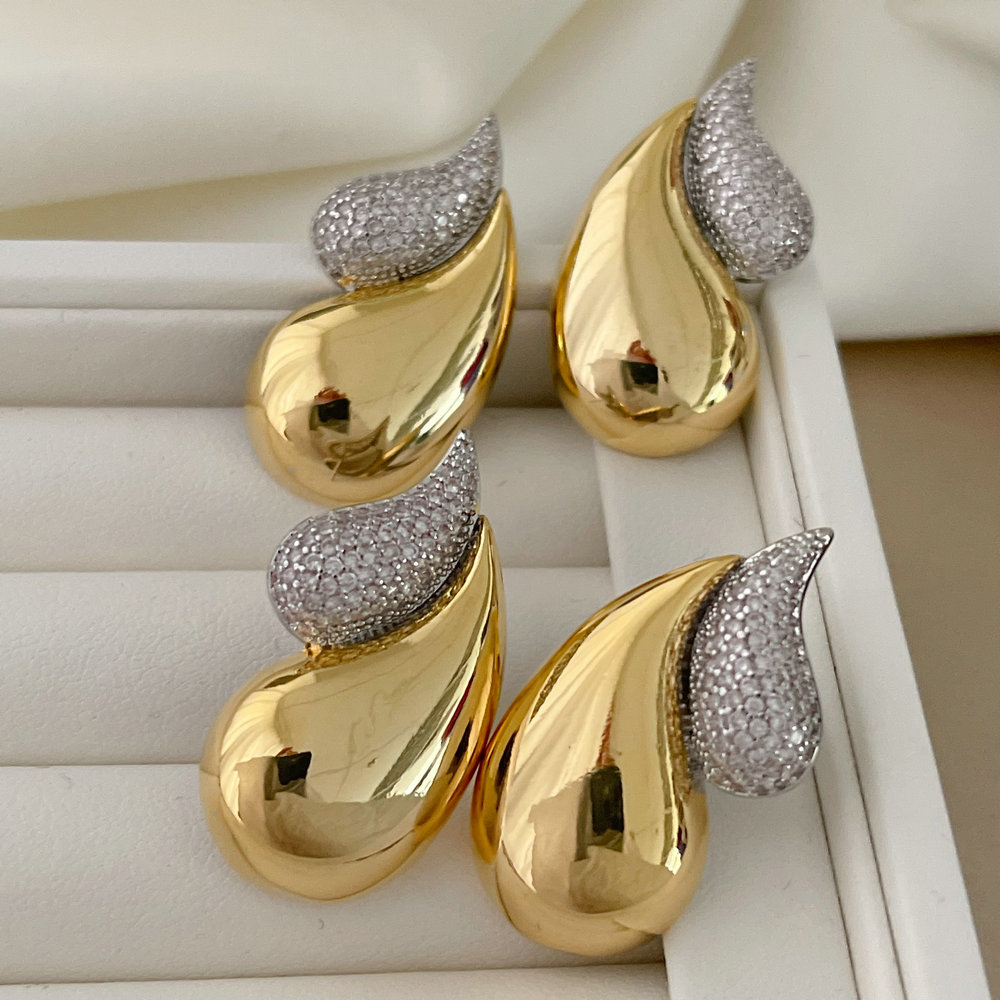 Pave zircon teardrop earrings
