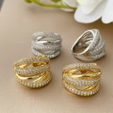 Pave zircon chunky twist ring