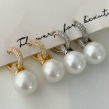 Pave pearl drop earrings