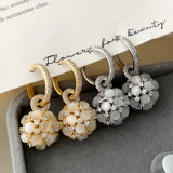 Cat eye drop ball earrings