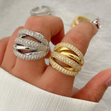 Pave zircon chunky twist ring