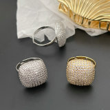 Pave zircon square ring