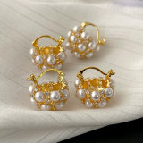 Pave pearl ball earrings
