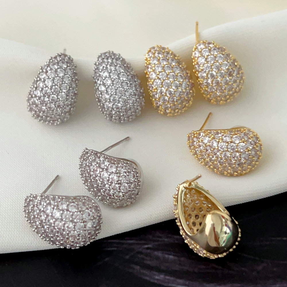 Pave zircon teardrop earrings