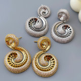 Pave zircon snail earrings
