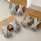 Pave zircon cross earrings