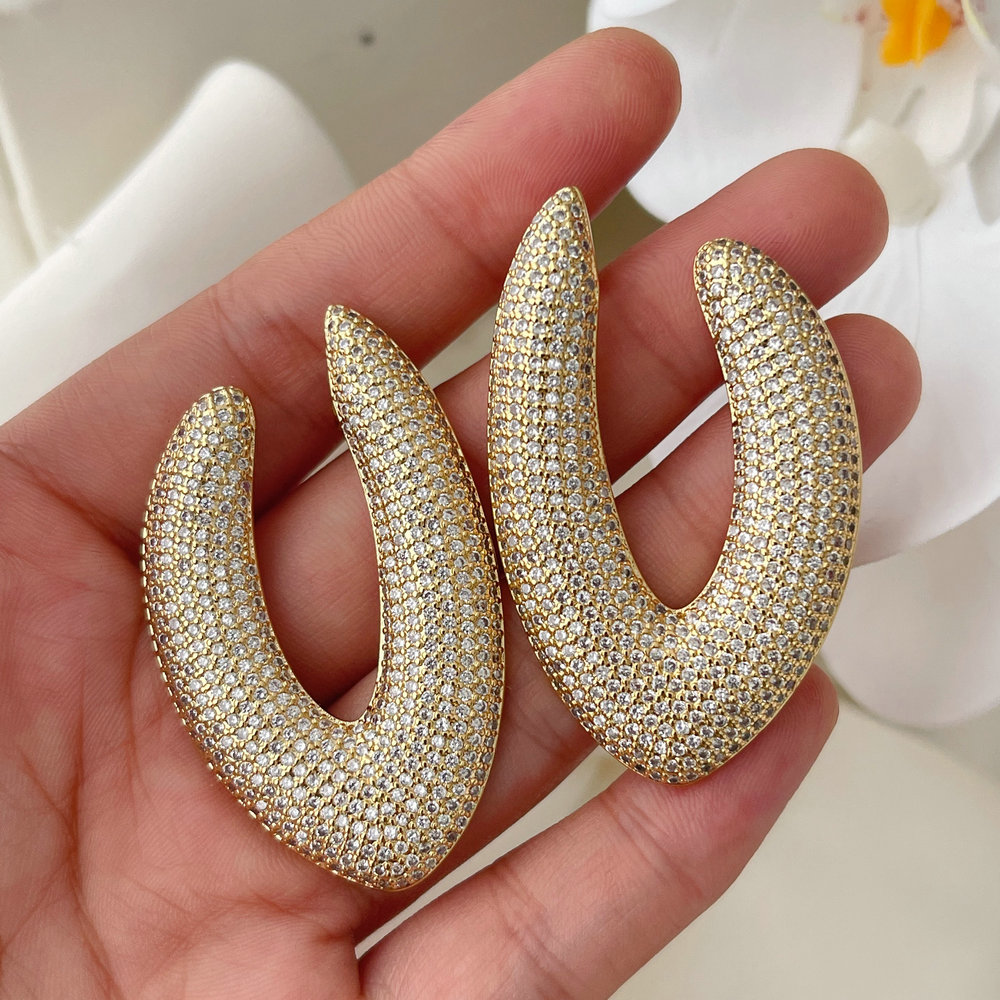 Pave chunky zircon earrings