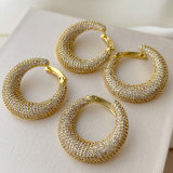 Pave zircon circle earrings