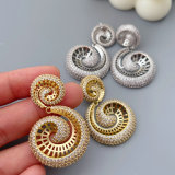 Pave zircon snail earrings