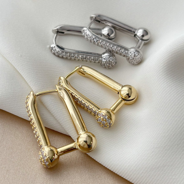 Pave fashion hoop