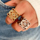 Pave metal flower ring