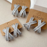 Pave zircon cross earrings