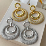 Pave chunky zircon circle shape earrings