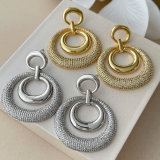 Pave chunky zircon circle shape earrings
